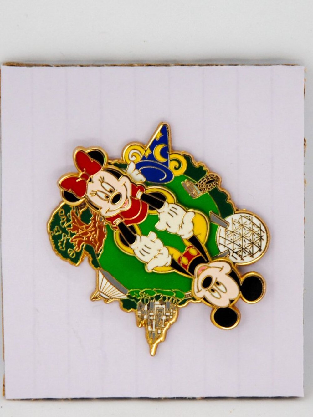Disney Parks Holiday Wreath Pin Mickey & Minnie Spinning Trading Pin